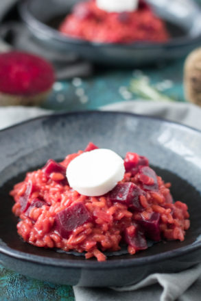 Rezept für Rote-Bete-Risotto, ein vegetarisches Hauptgericht für die Winterzeit, lecker und einfach in der Zubereitung, eine Variante des italienischen Klassikers Risotto